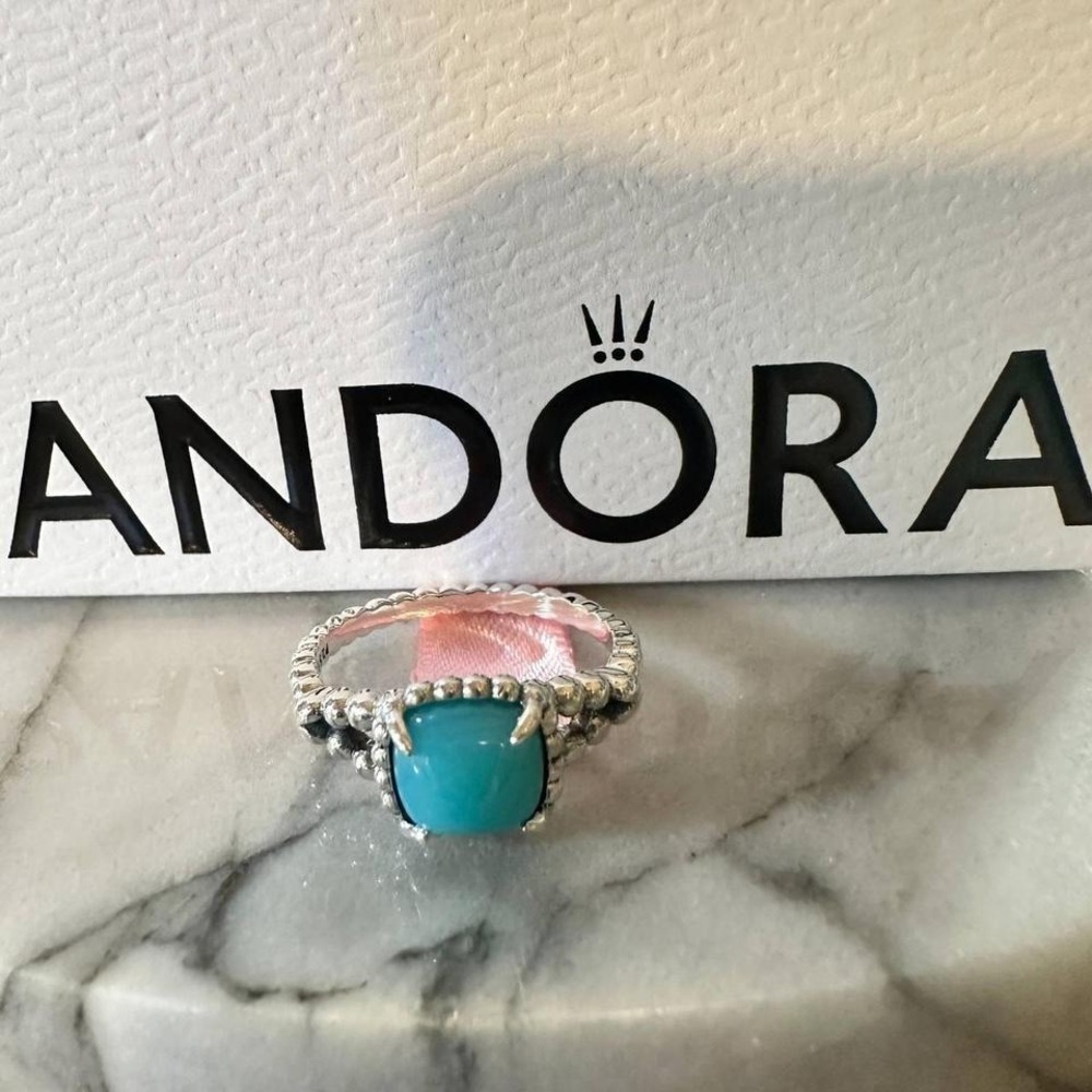 Authentic Pandora Turquoise Cloud Ring, Size 8 (5… - image 3